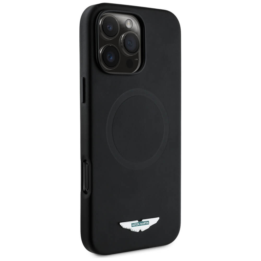 Aston Martin iPhone 16 Pro - HC FW Logo - MagSafe Σκληρή Θήκη με Πλαίσιο Σιλικόνης - Black