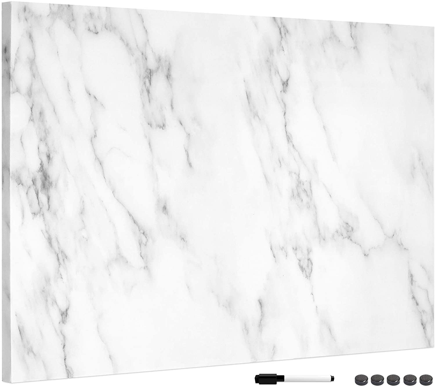 Navaris Μαγνητικός Πίνακας - 90 x 60cm - Design White Marble - 49997.09