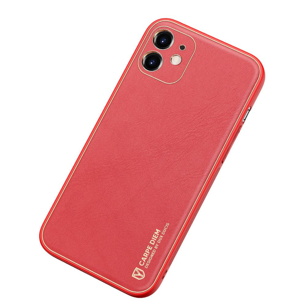 Dux Ducis iPhone 12 Yolo Elegant Series Θήκη με Επένδυση Συνθετικού Δέρματος - Red
