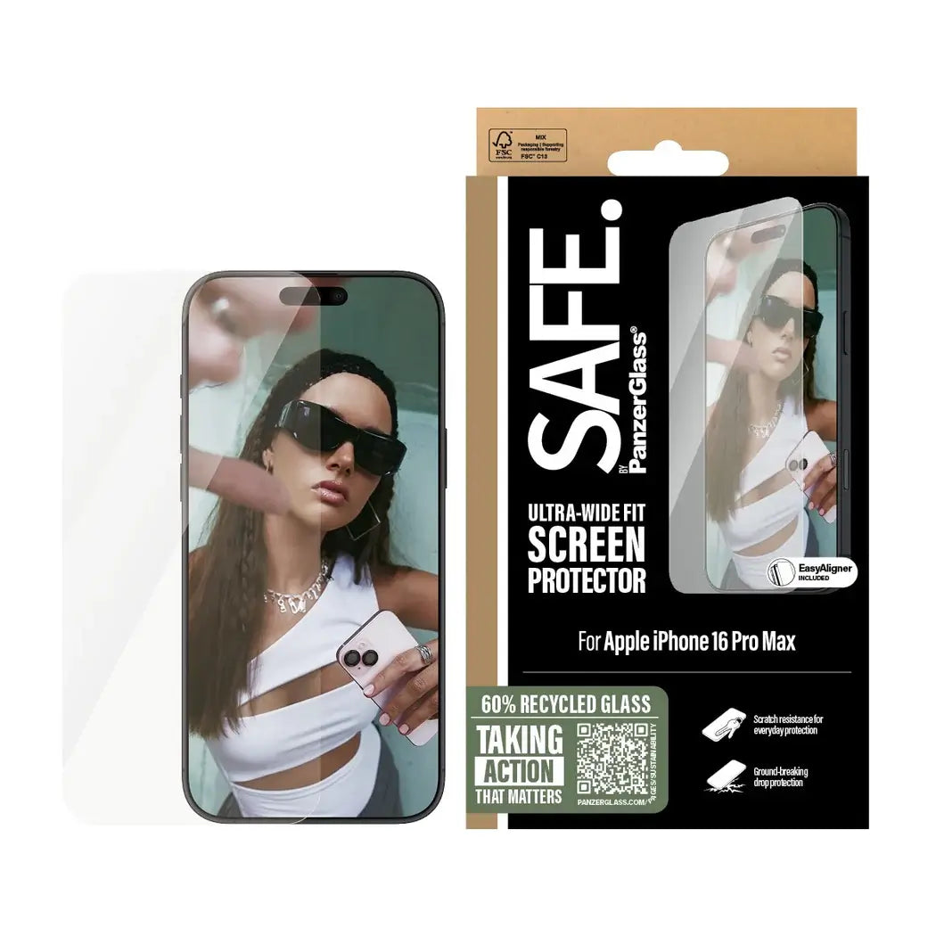 Safe by PanzerGlass iPhone 16 Pro Max Ultra - Wide Fit Case Friendly Full Screen Αντιχαρακτικό Γυαλί Οθόνης - Διάφανο - SAFE95878