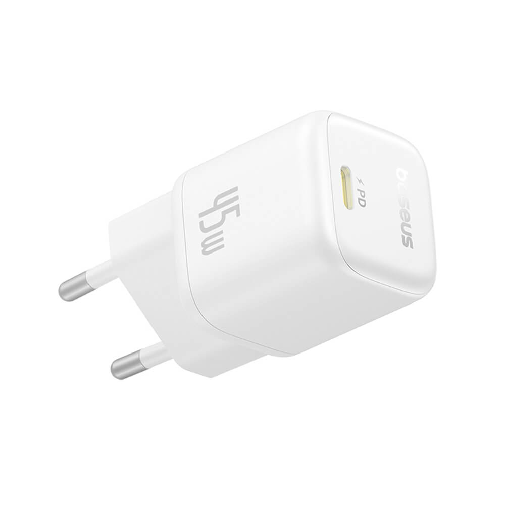 Baseus PicoGo Οικιακός Φορτιστής Γρήγορης Φόρτισης 45W με Θύρα Type - C - Moon White