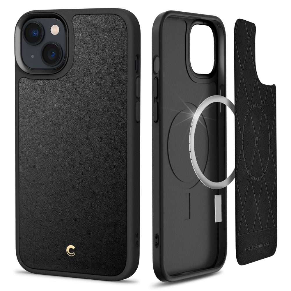 Spigen Cyrill iPhone 14 Plus / iPhone 15 Plus Kajuk Mag Θήκη με Επένδυση Συνθετικού Δέρματος και MagSafe - Black