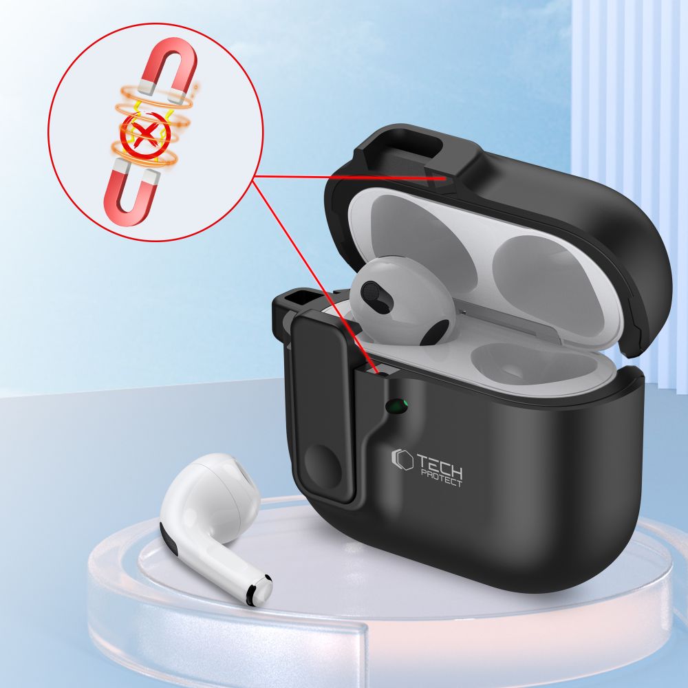 Tech-Protect AirPods 4 Θήκη από Σκληρό Πλαστικό - Slim Hook - Black