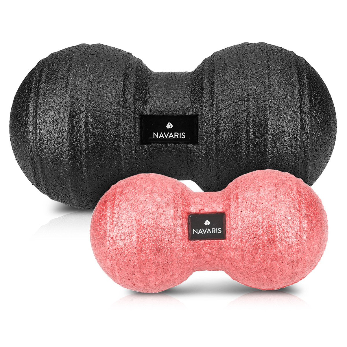 Navaris 2x Peanut Duo Massage Ball - Σετ με 2 Μπάλες Μασάζ - Black / Red - 44055.09