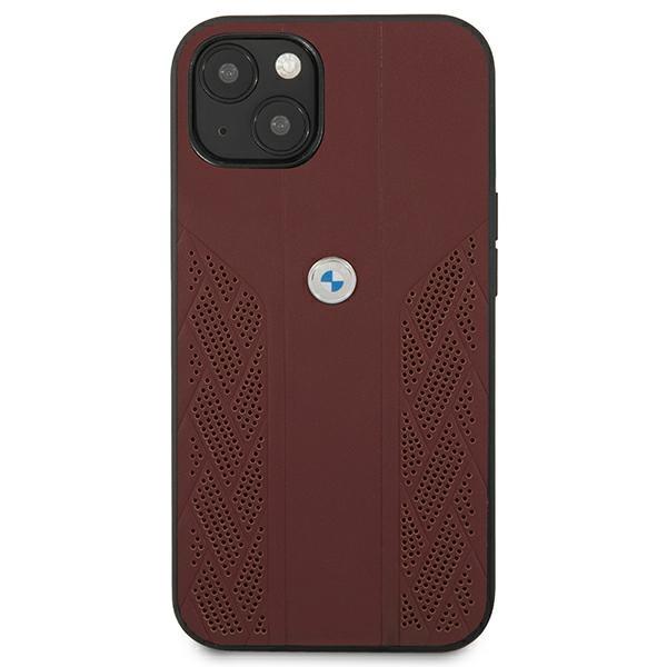 BMW iPhone 13 Curve Perforate Σκληρή Θήκη με Πλαίσιο Σιλικόνης - Red