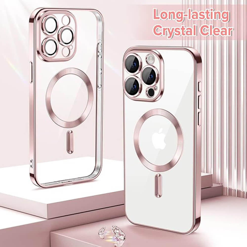 Techsuit iPhone 15 Pro Max - Luxury Crystal MagSafe - Θήκη Σιλικόνης - Pink