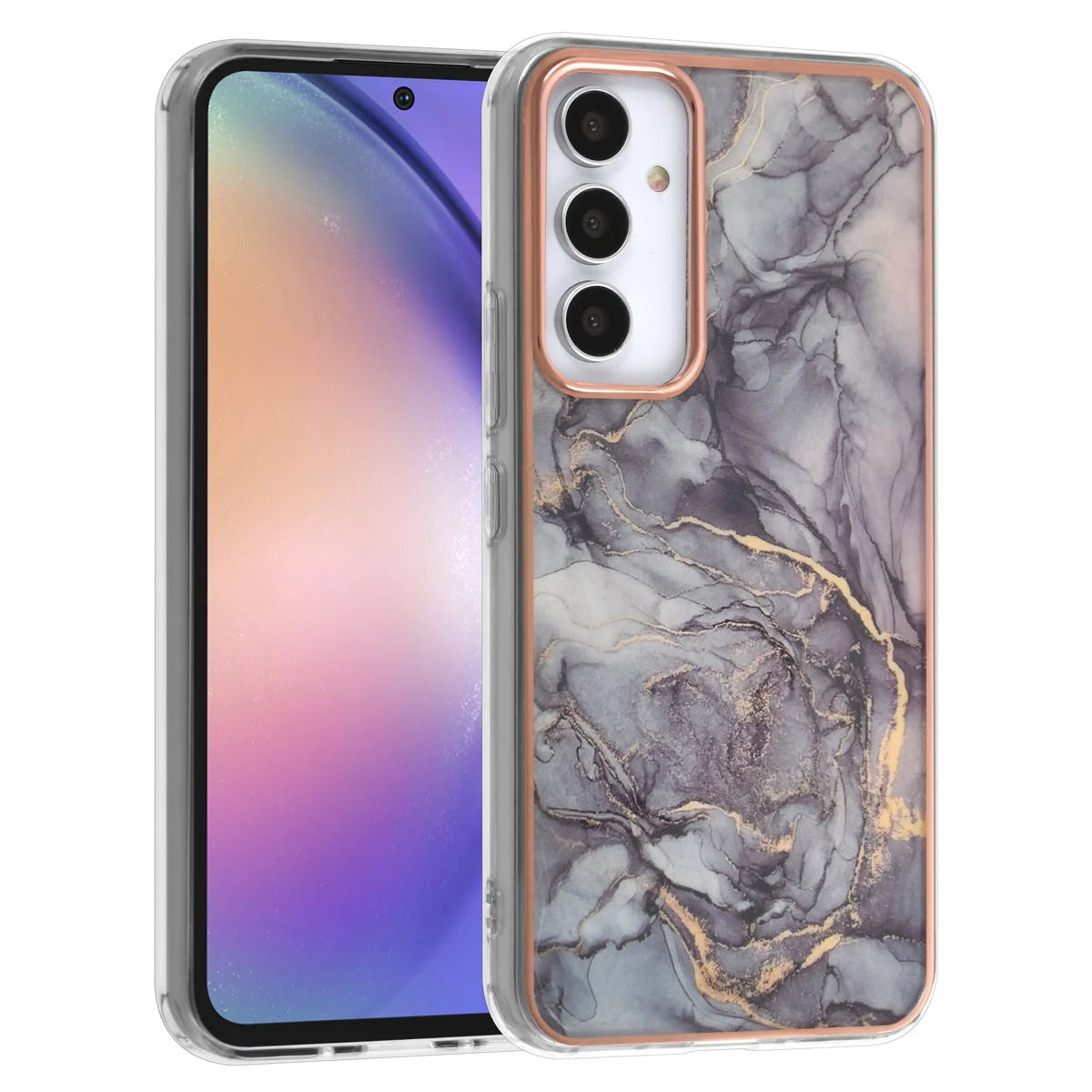 Tuniq Samsung Galaxy A54 5G - Σκληρή Θήκη με Πλαίσιο Σιλικόνης - Σχέδιο Μάρμαρο - Σκούρο Γκρί