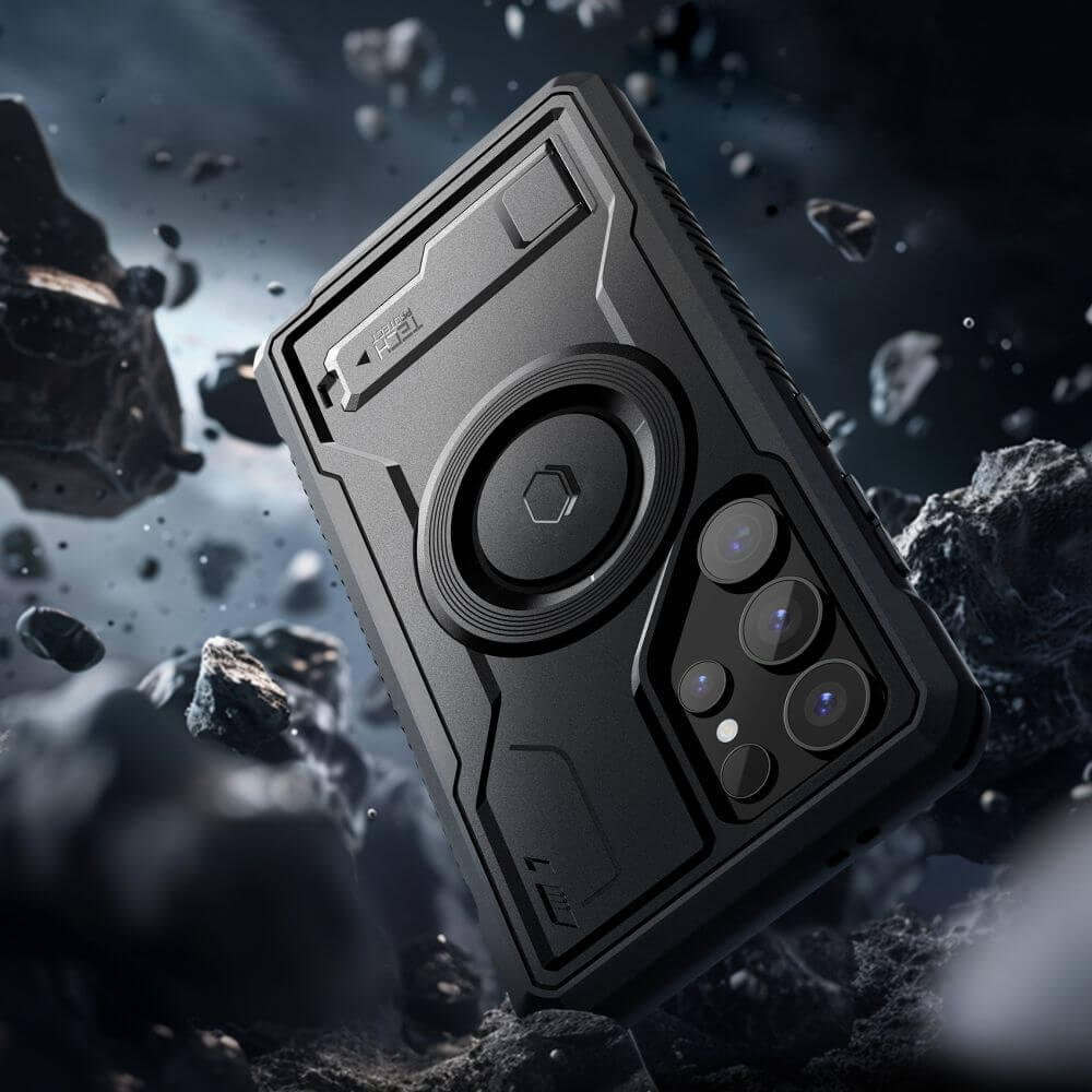 Tech-Protect Samsung Galaxy S24 Ultra Kevlar MagSafe+ Σκληρή Θήκη με Προστασία για την Οθόνη και Stand - Black