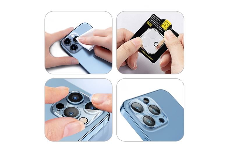 Mobile Origin iPhone 14 / iPhone 14 Plus Easy Lens Full Cover 9H Αντιχαρακτικό Γυαλί για την Κάμερα - Διάφανο