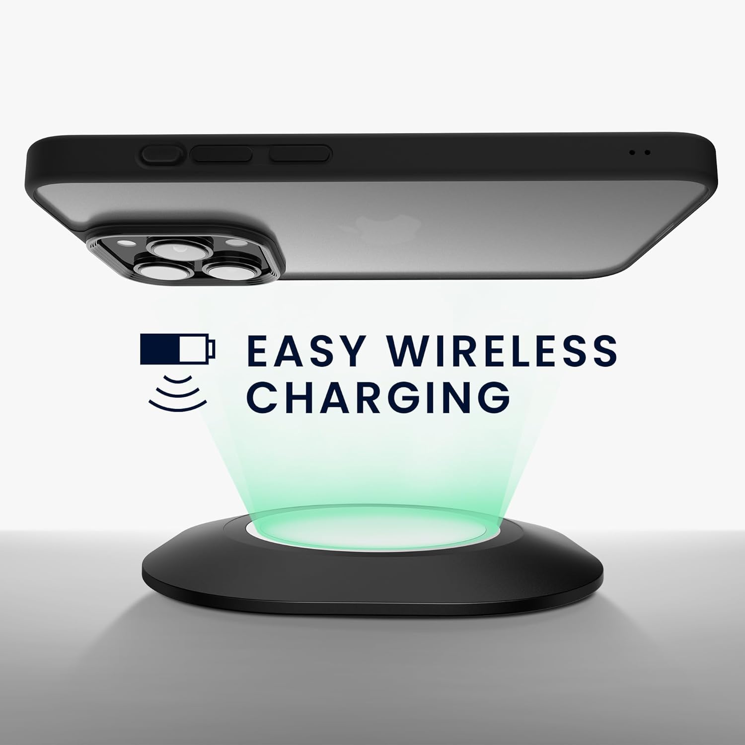 KW iPhone 15 Pro Max Shockproof Σκληρή Θήκη με Πλαίσιο Σιλικόνης - Black / Matte Ημιδιάφανη - 61964.01