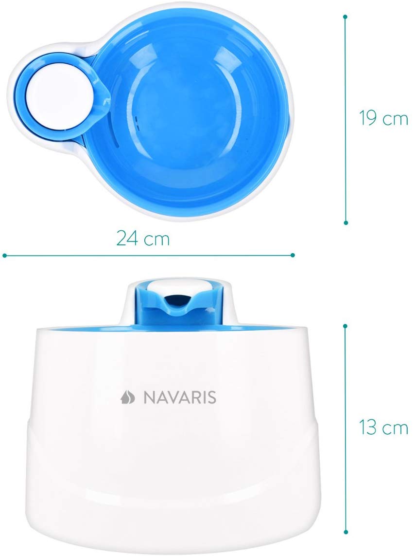 Navaris Ποτίστρα - Συντριβάνι με Φίλτρο και Ρυθμιζόμενη Ροή Νερού για Κατοικίδια - 2L - Blue / White - 43477