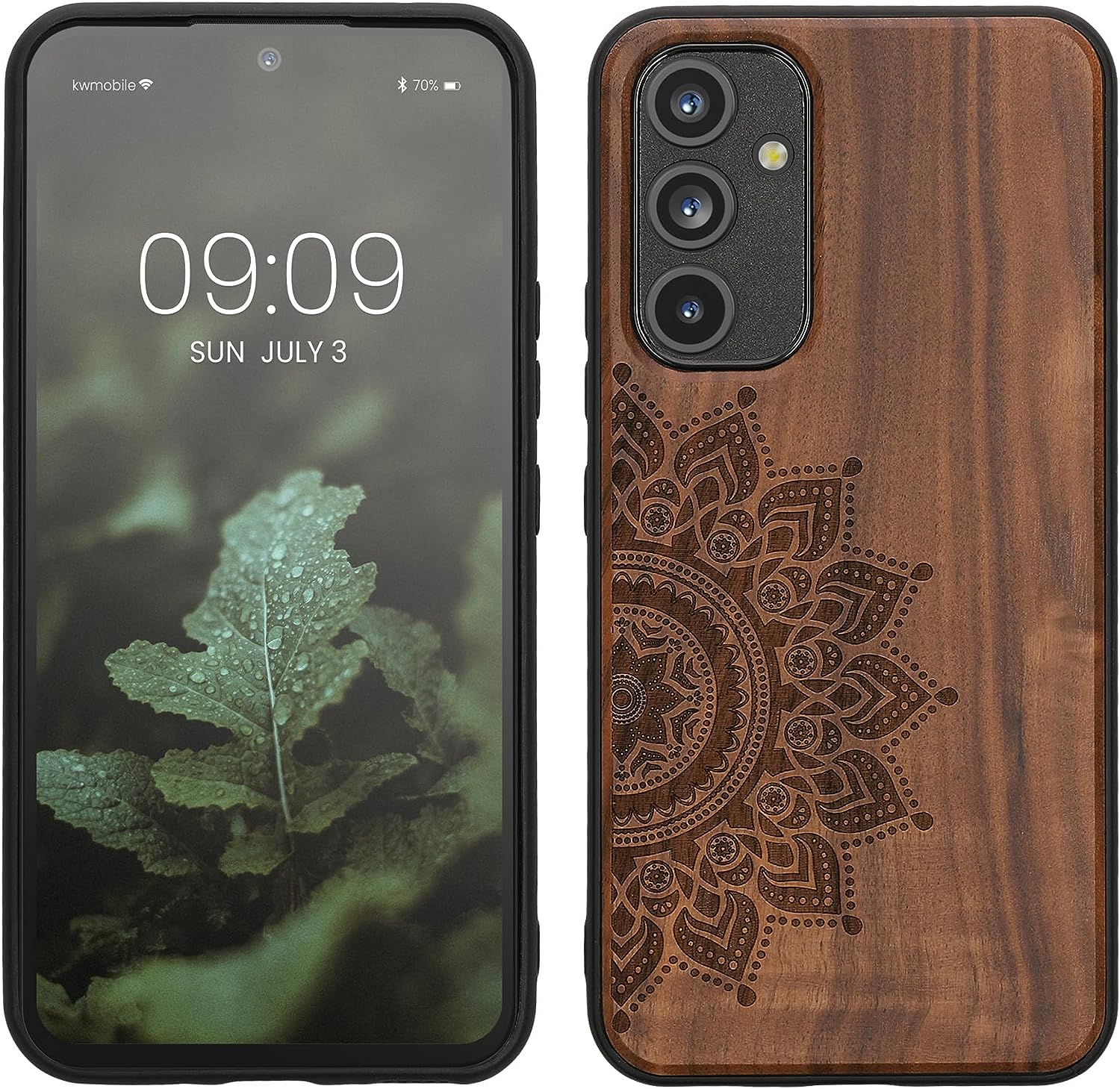 KW Samsung Galaxy A54 5G Θήκη από Φυσικό Ξύλο - Design Rising Sun - Dark Brown - 60799.03