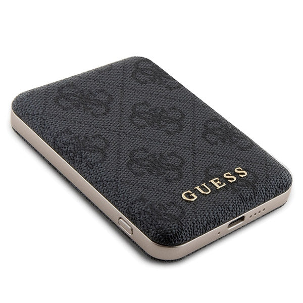 Guess iPhone 15 Pro Max - 4G Metal Logo Σετ MagSafe Σκληρή Θήκη με Επένδυση Συνθετικού Δέρματος και Powerbank 5000mAh - Black - GUBPM5P15X4GEMGK