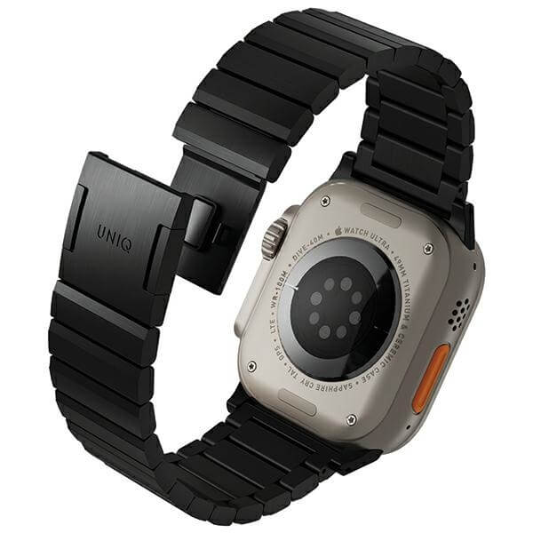 Uniq Λουράκι Apple Watch 2 / 3 / 4 / 5 / 6 / 7 / 8 / 9 / SE / SE 2 / Ultra / Ultra 2 - 42 / 44 / 45 / 49 mm Strova Mag από Ανοξείδωτο Ατσάλι - Midnight Black