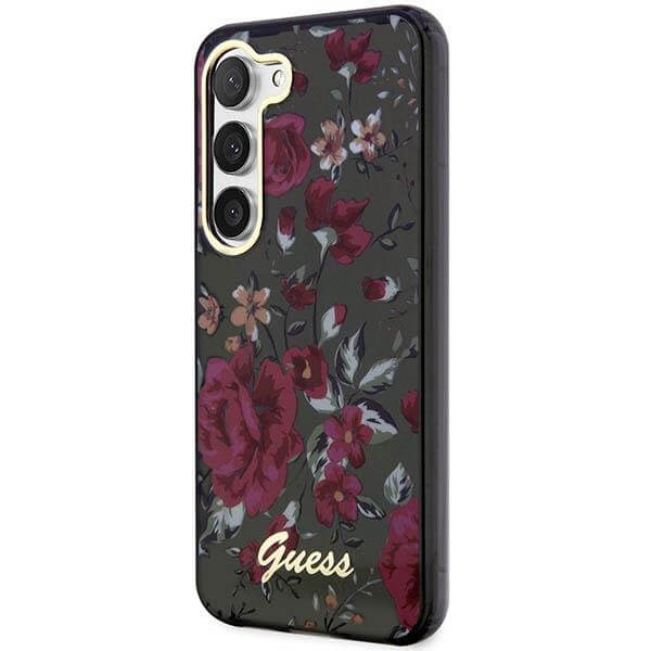Guess Samsung Galaxy S23 Plus - Flower Collection Σκληρή Θήκη με Πλαίσιο Σιλικόνης - Green / Khaki - GUHCS23MHCFWSA