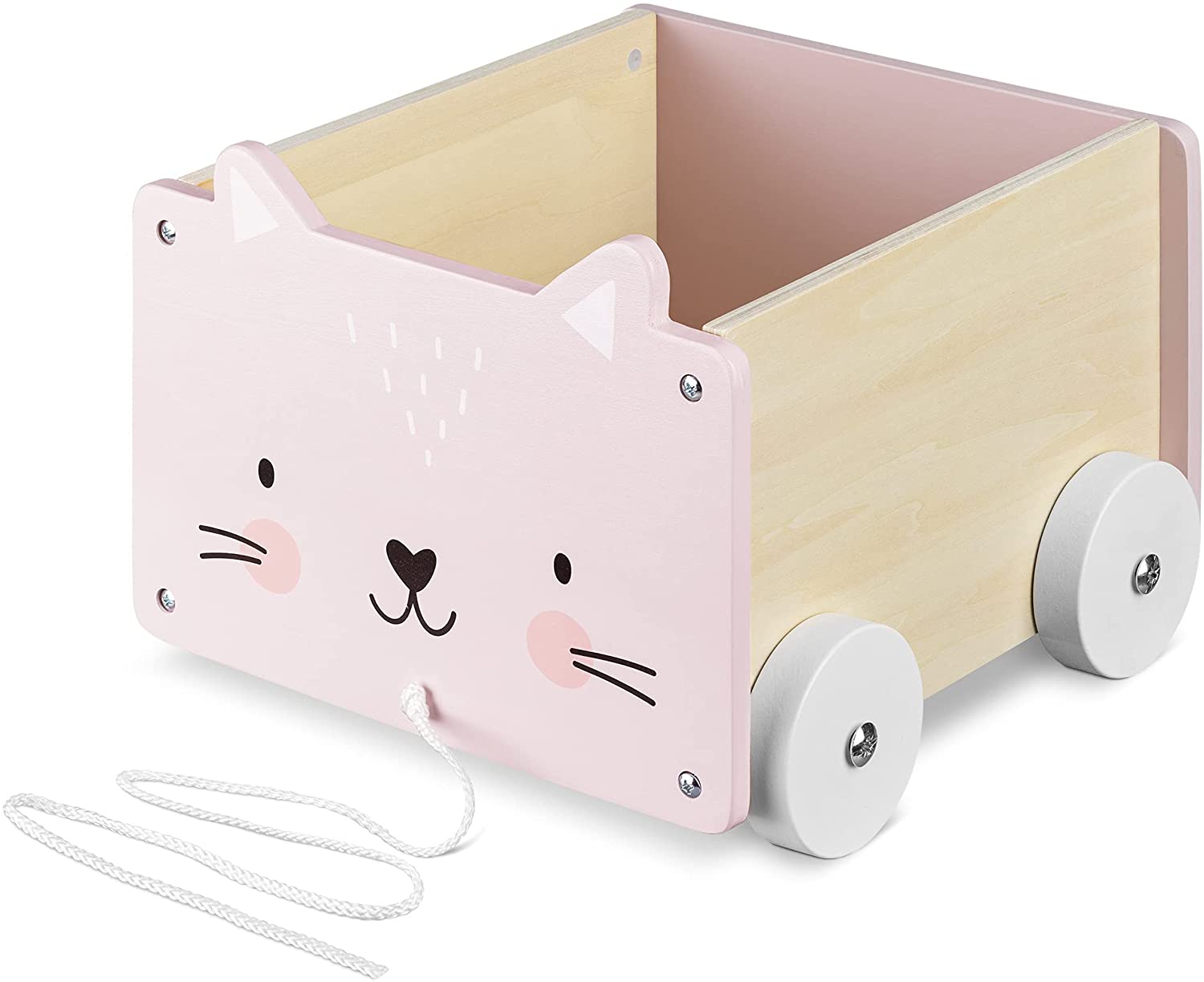 Navaris Toy Box Storage for Toys with Wheels - Παιδικό Κουτί Αποθήκευσης Παιχνιδιών με Ρόδες - Light Pink - 51163.04