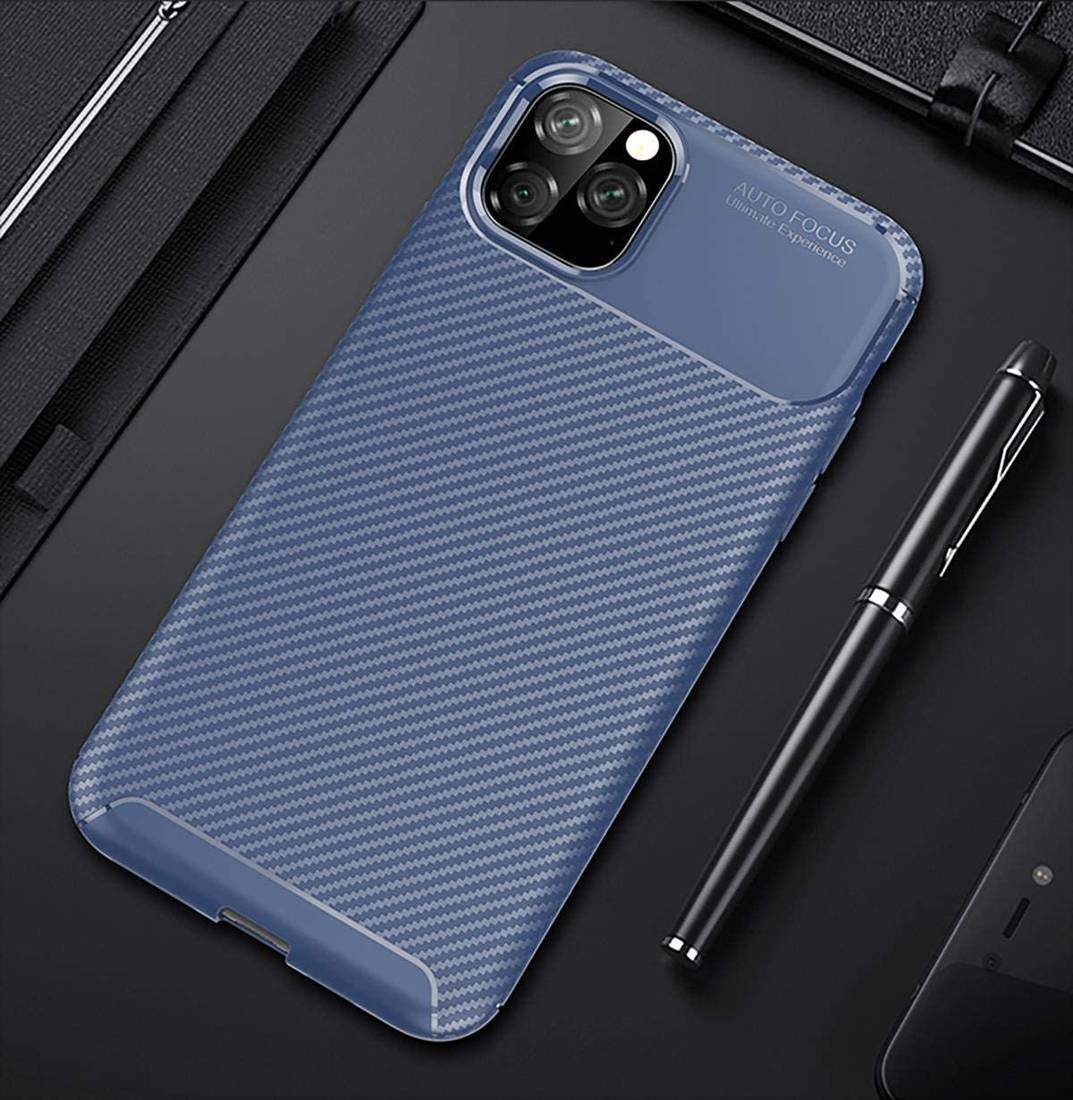 OEM iPhone 12 Pro Max Θήκη Σιλικόνης TPU Beatles Carbon Fiber - Blue