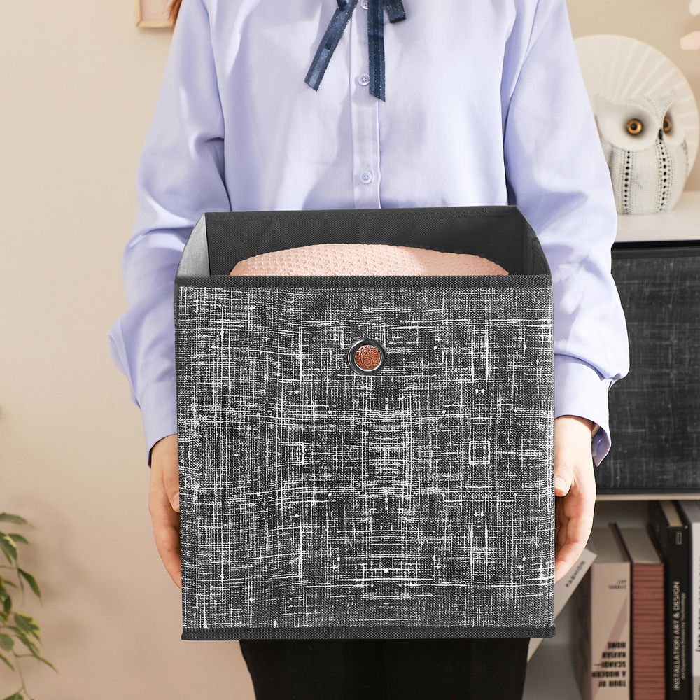 Songmics Σετ με 6 Υφασμάτινα Κουτιά Αποθήκευσης - Mottled Black - RFB006B01