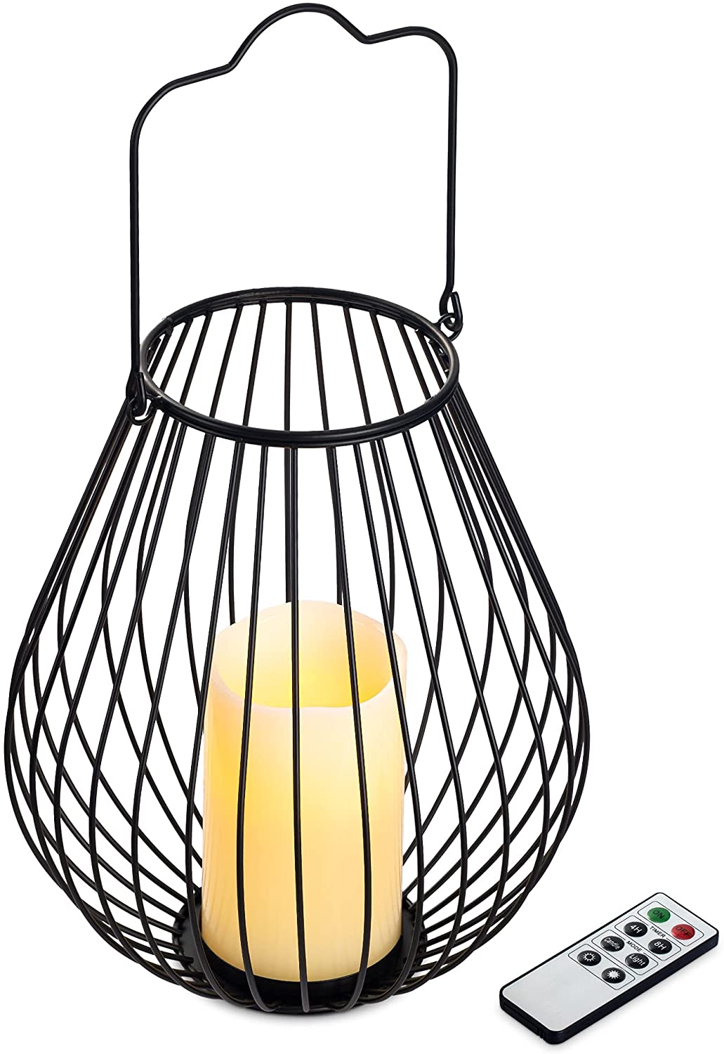 Navaris Μεταλλική Βάση με Κερί LED και τηλεχειριστήριο - Large - Black - 53376.03.02