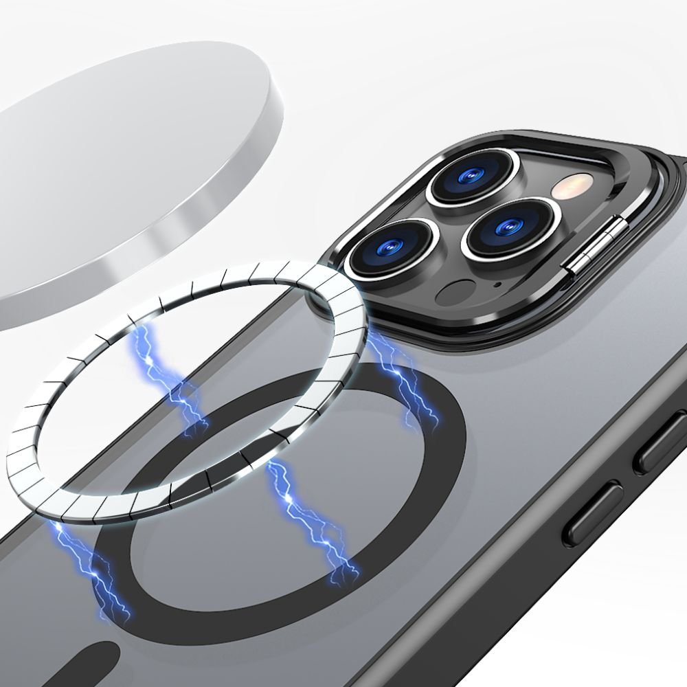 Tech - Protect iPhone 16 Pro Max Magstand MagSafe Σκληρή Θήκη με Πλαίσιο Σιλικόνης και Stand - Matte Black / Ημιδιάφανη