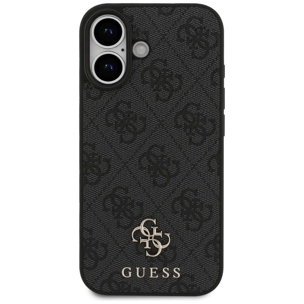 Guess iPhone 17 - 4G Small Classic Logo MagSafe - Σκληρή Θήκη με Πλαίσιο Σιλικόνης και Επένδυση Συνθετικού Δέρματος - Black - GUHMP17SP4SM4MK