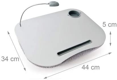 Relaxdays Μαξιλάρι για Laptop / Τάμπλετ με Βάση για Ποτήρι και Θήκη για Στυλό - Grey - 4052025125691