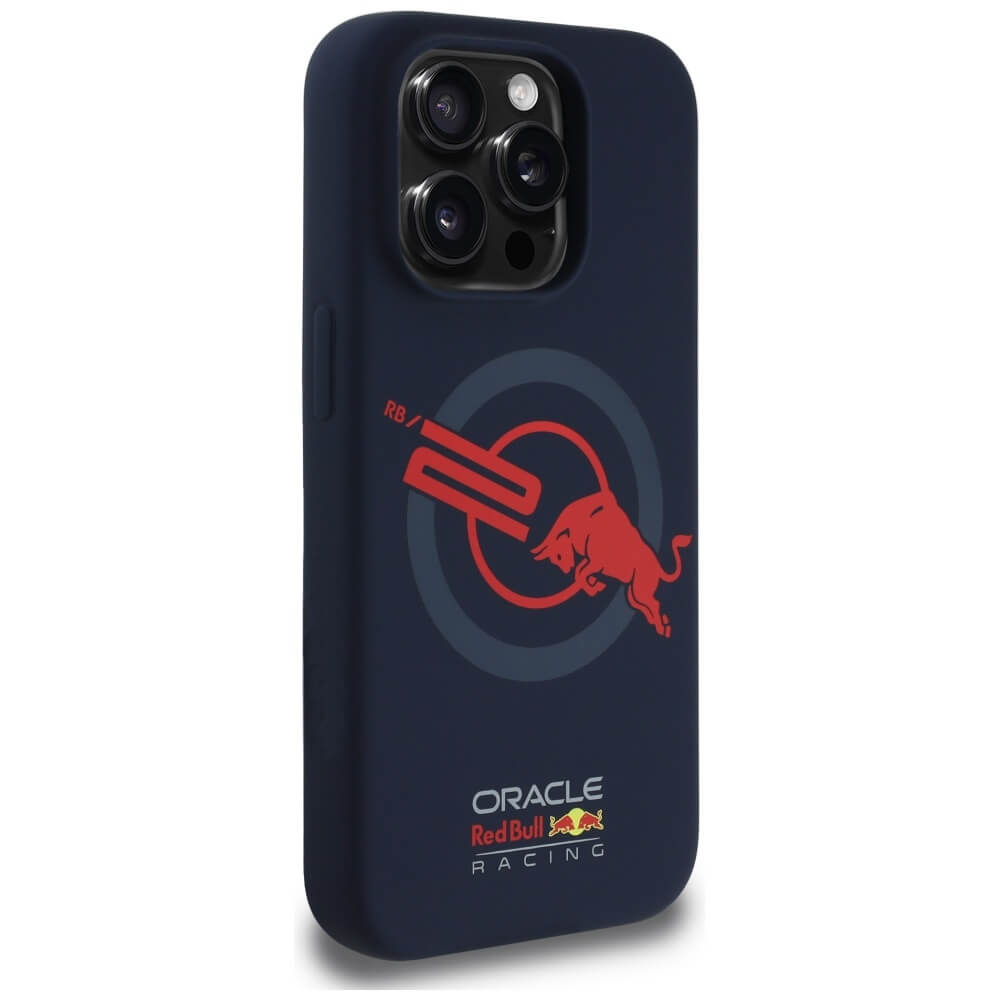 Red Bull iPhone 15 Pro Max - HC Silicone ORBR20 Logo Red Lining - MagSafe Σκληρή Θήκη με Πλαίσιο Σιλικόνης - Navy Blue - RBHMP15X24SIOLVR