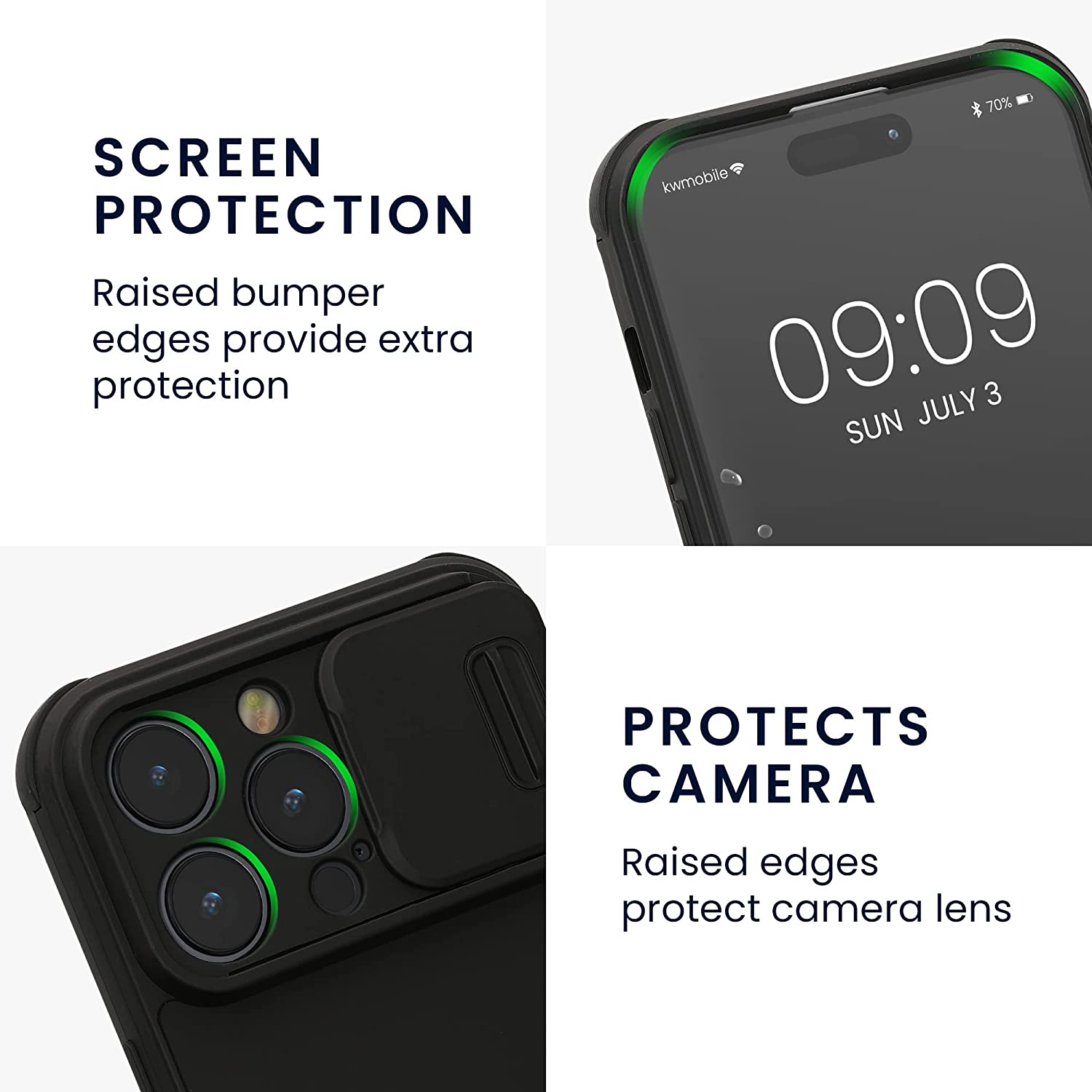 KW iPhone 14 Pro Max Hybrid Σκληρή Θήκη με Πλαίσιο Σιλικόνης TPU και Κάλυμμα για την Κάμερα - Black - 60355.01