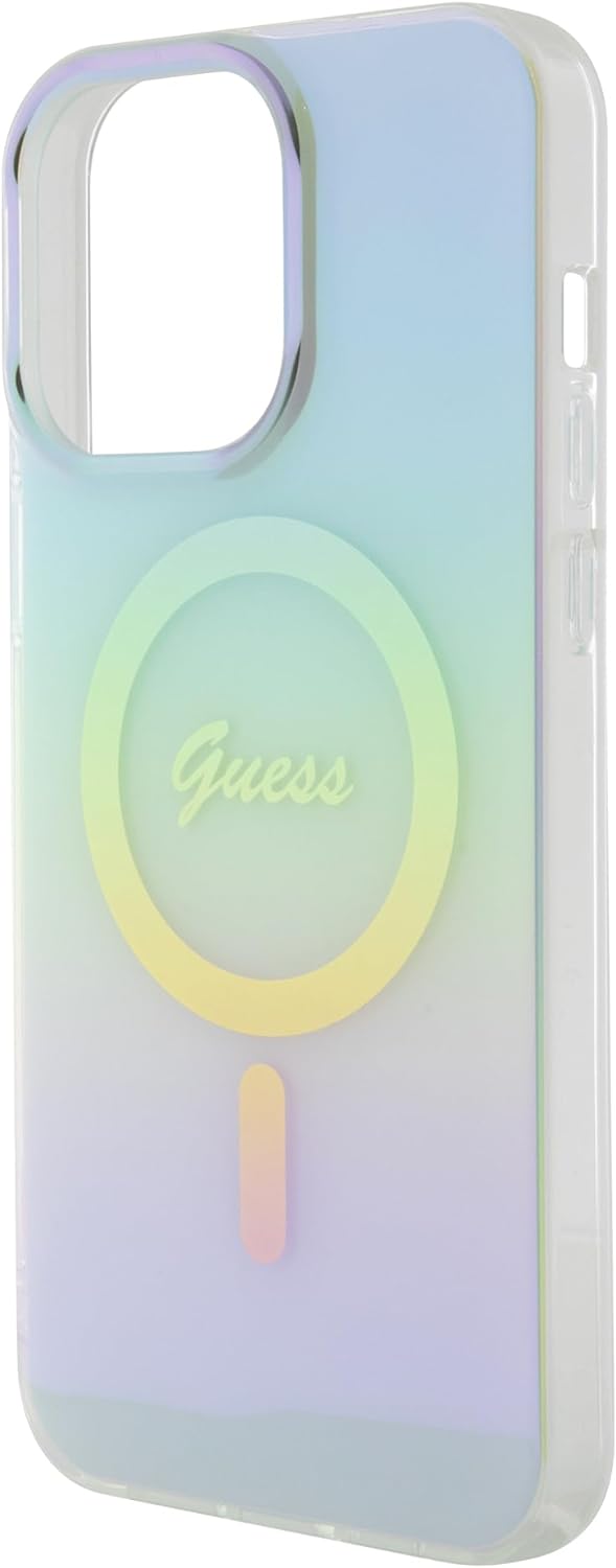 Guess iPhone 15 Pro IML Iridescent MagSafe Σκληρή Θήκη με Πλαίσιο Σιλικόνης και MagSafe - Turquoise - GUHMP15LHITSP