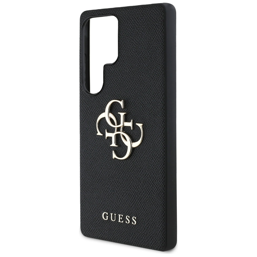 Guess Samsung Galaxy S25 Ultra - Grained Big 4G Logo Small Classic Logo - Σκληρή Θήκη με Επένδυση από Οικολογικό Δέρμα - Black - GUHCS25LPGT4MBK