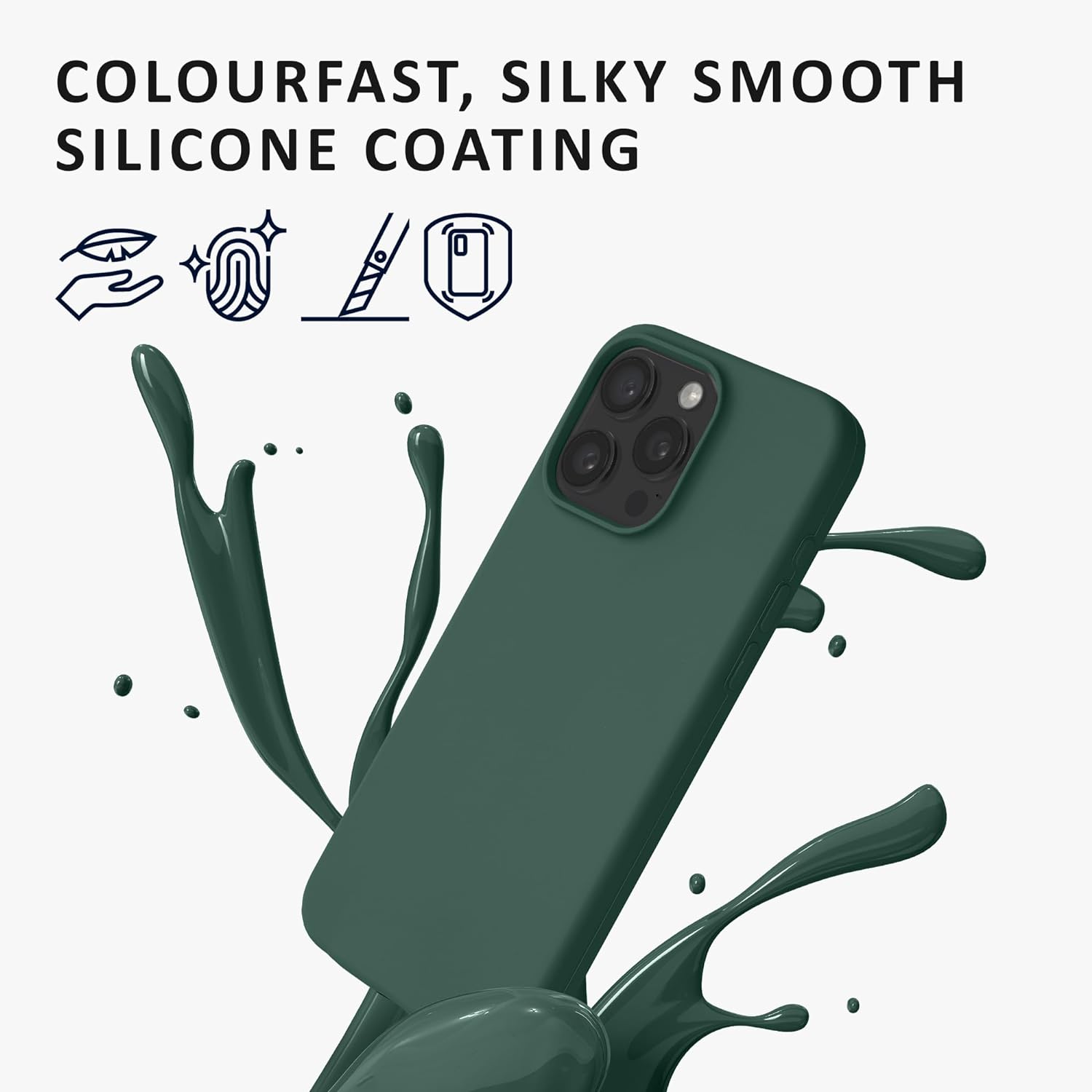 Kalibri iPhone 15 Pro Max Θήκη Σιλικόνης Rubberized TPU - Forest Green