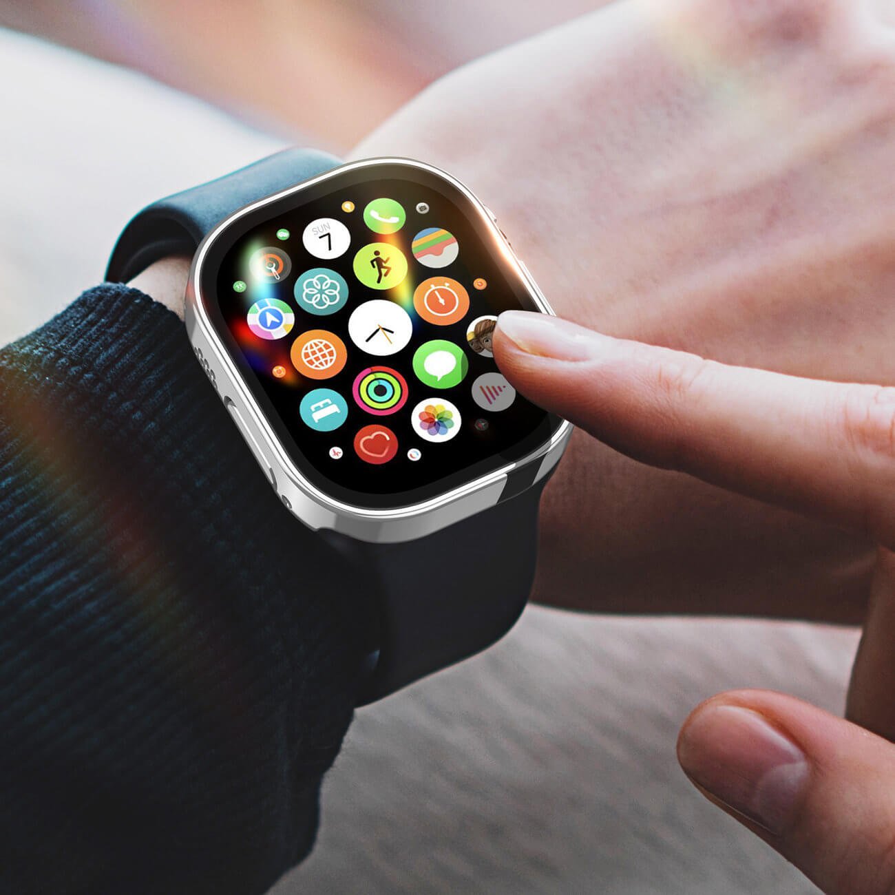 Dux Ducis Σκληρή Θήκη με προστασία Οθόνης Apple Watch Ultra (1/2/3) - 49mm Hamo Case - Silver