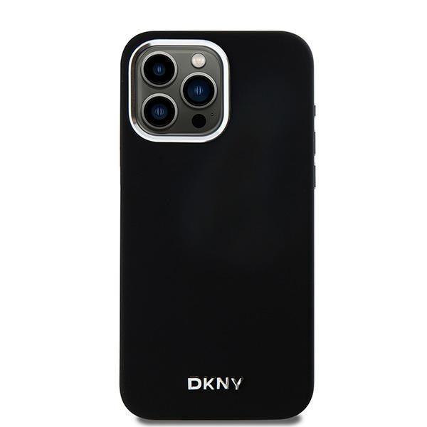 DKNY iPhone 15 Pro Max - Liquid Silicone Small Metal Logo - MagSafe Σκληρή Θήκη με Πλαίσιο Σιλικόνης - Black