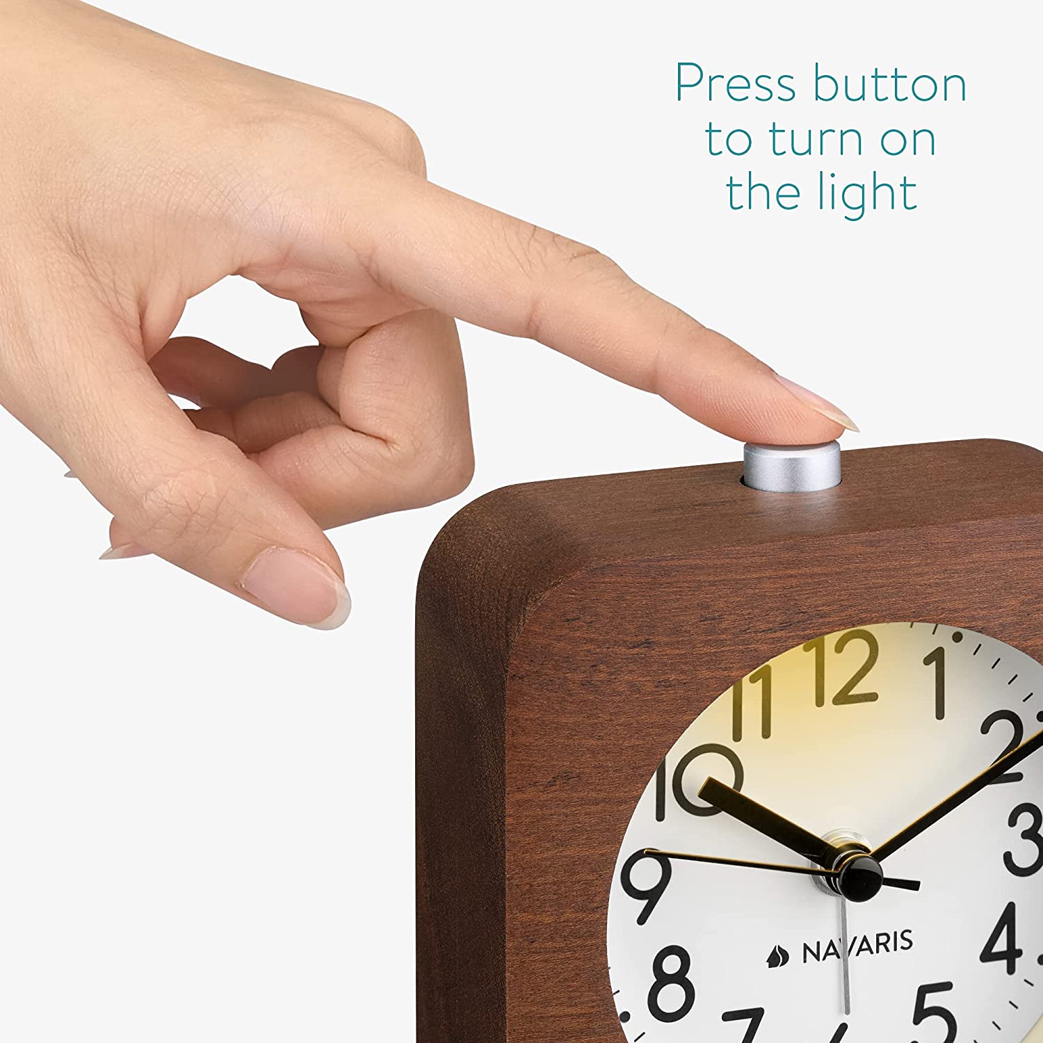 Navaris Αναλογικό Επιτραπέζιο Ρολόι και Ξυπνητήρι - Design Retro Square - Dark Brown - 54264.18.02