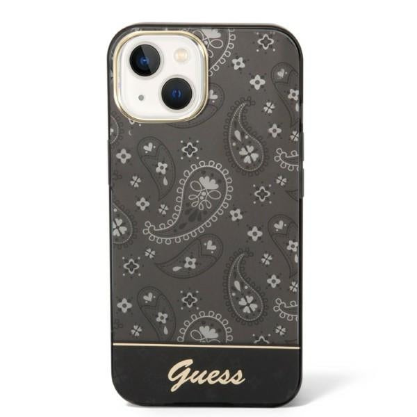 Guess iPhone 14 Bandana Paisley Σκληρή Θήκη με Πλαίσιο Σιλικόνης - Black - GUHCP14SHGBNHK