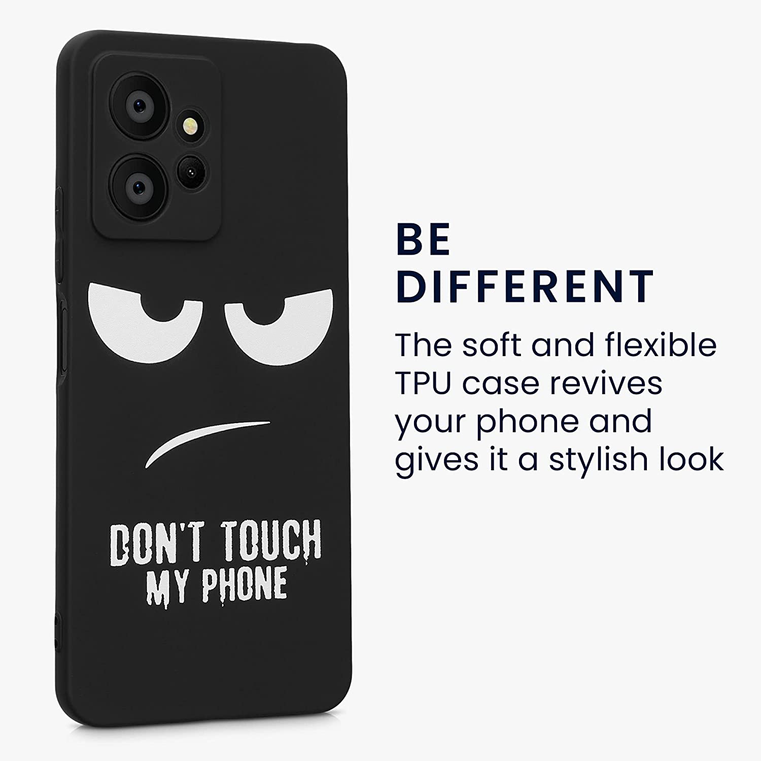 KW Xiaomi Redmi Note 12 4G Θήκη Σιλικόνης - Design Don't Touch My Phone - Black / White - 61176.01