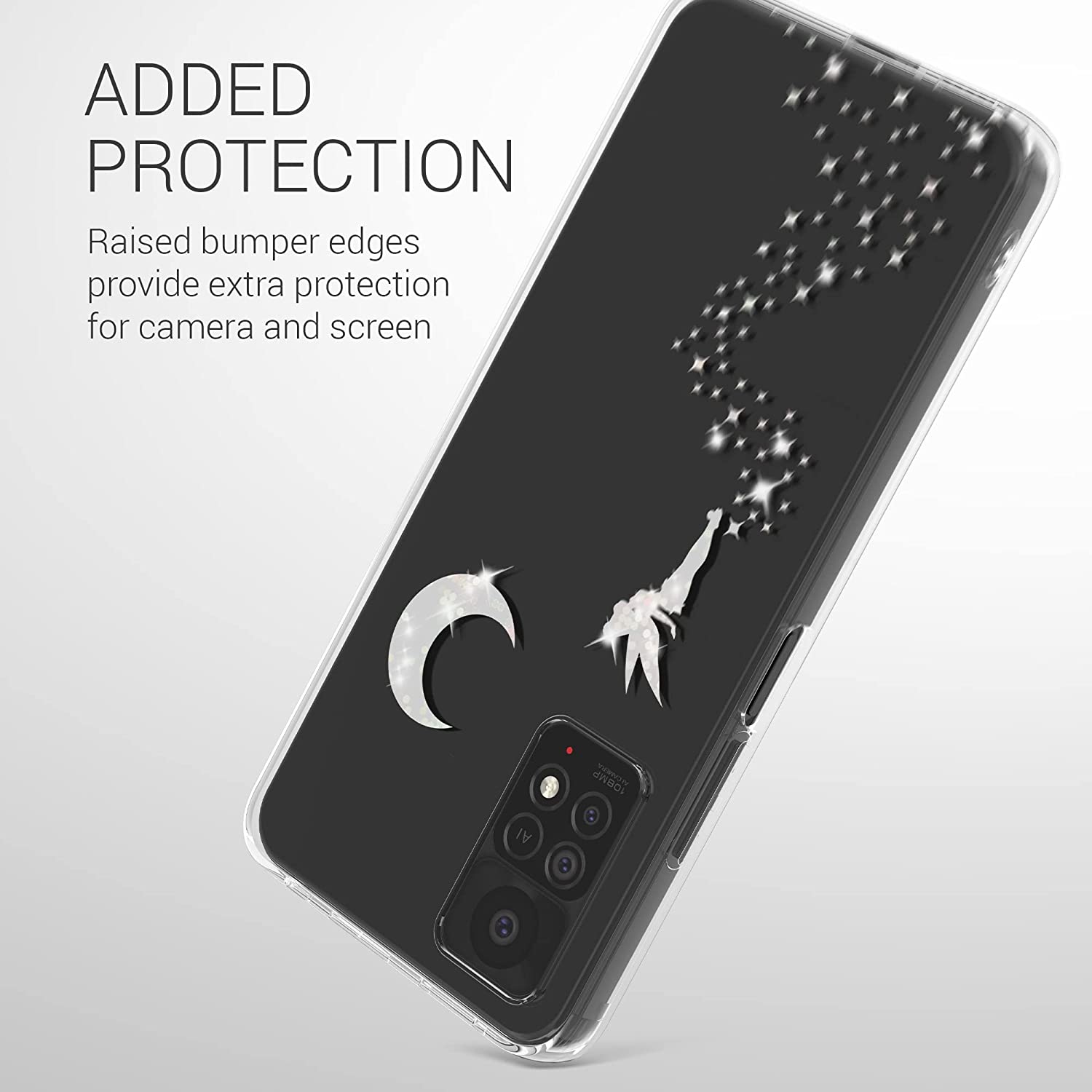 KW Xiaomi Redmi Note 11 Pro / Note 11 Pro 5G Σκληρή Θήκη με Πλαίσιο Σιλικόνης - Design Fairy Glitter - Διάφανη - Silver - 57379.02
