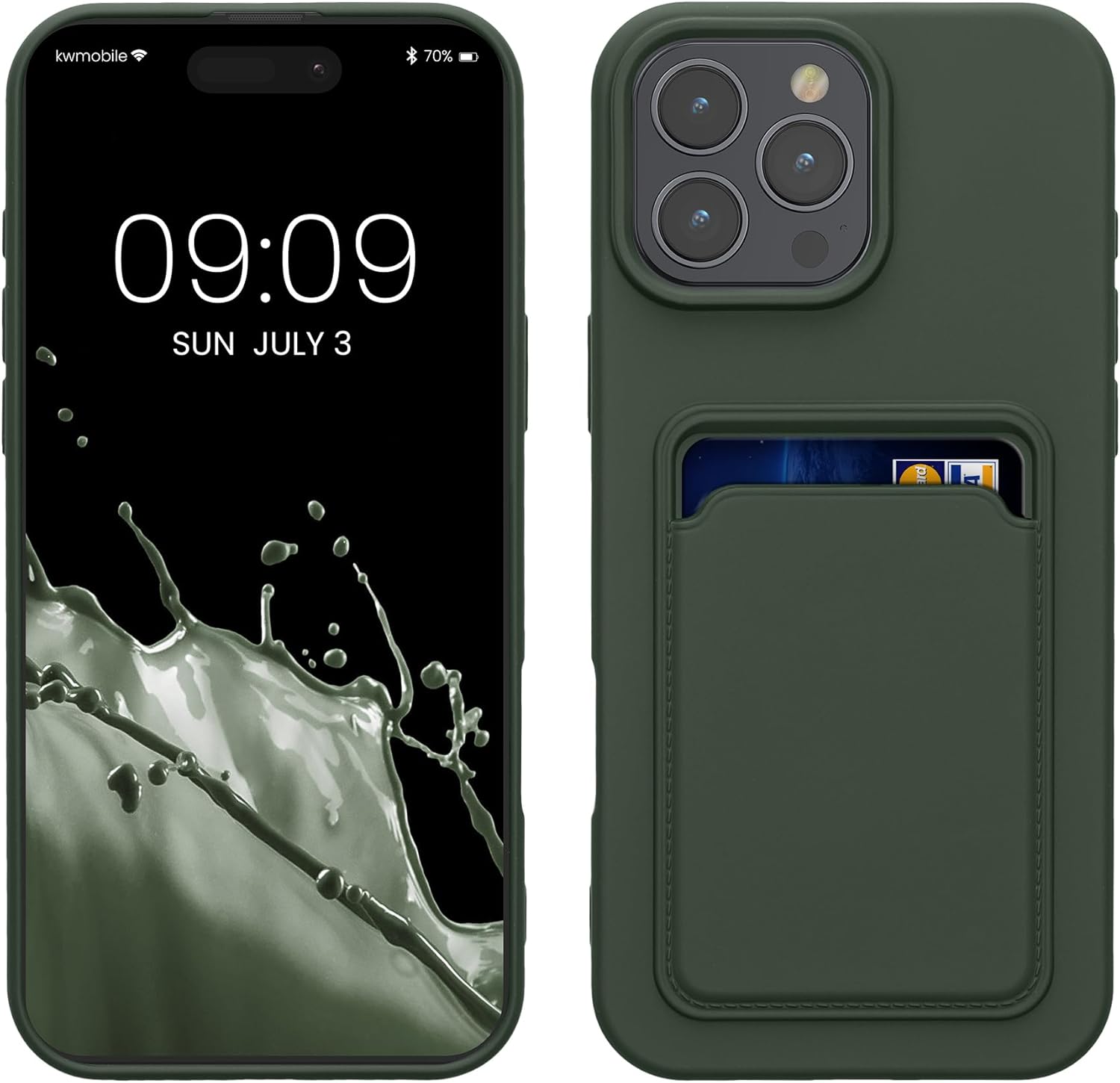 KW iPhone 16 Pro Max Θήκη Σιλικόνης TPU με Υποδοχή για Κάρτα - Dark Green