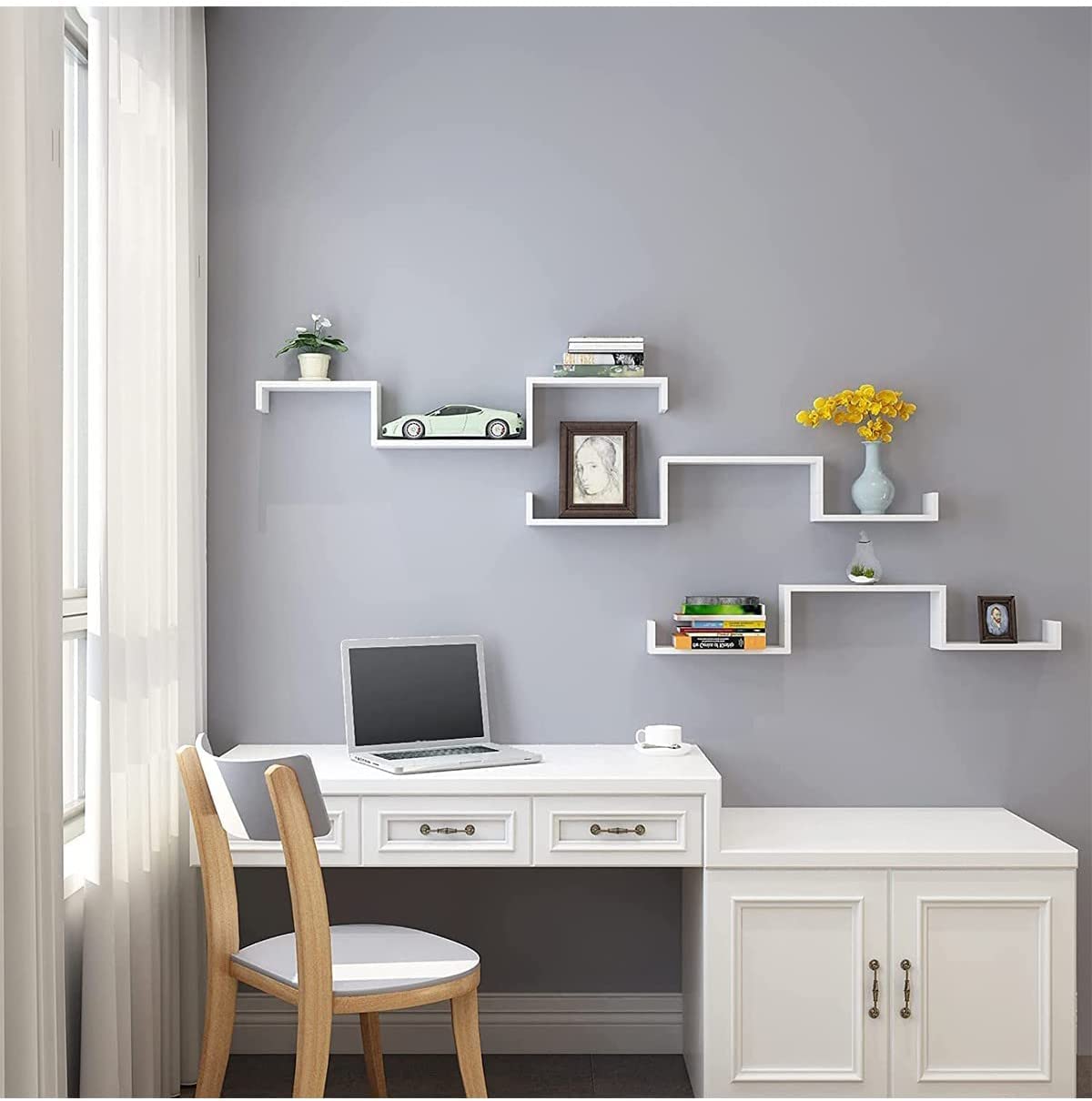 Songmics Σετ 3 Ράφια Διαφορετικού Μεγέθους - White - LWS40WT