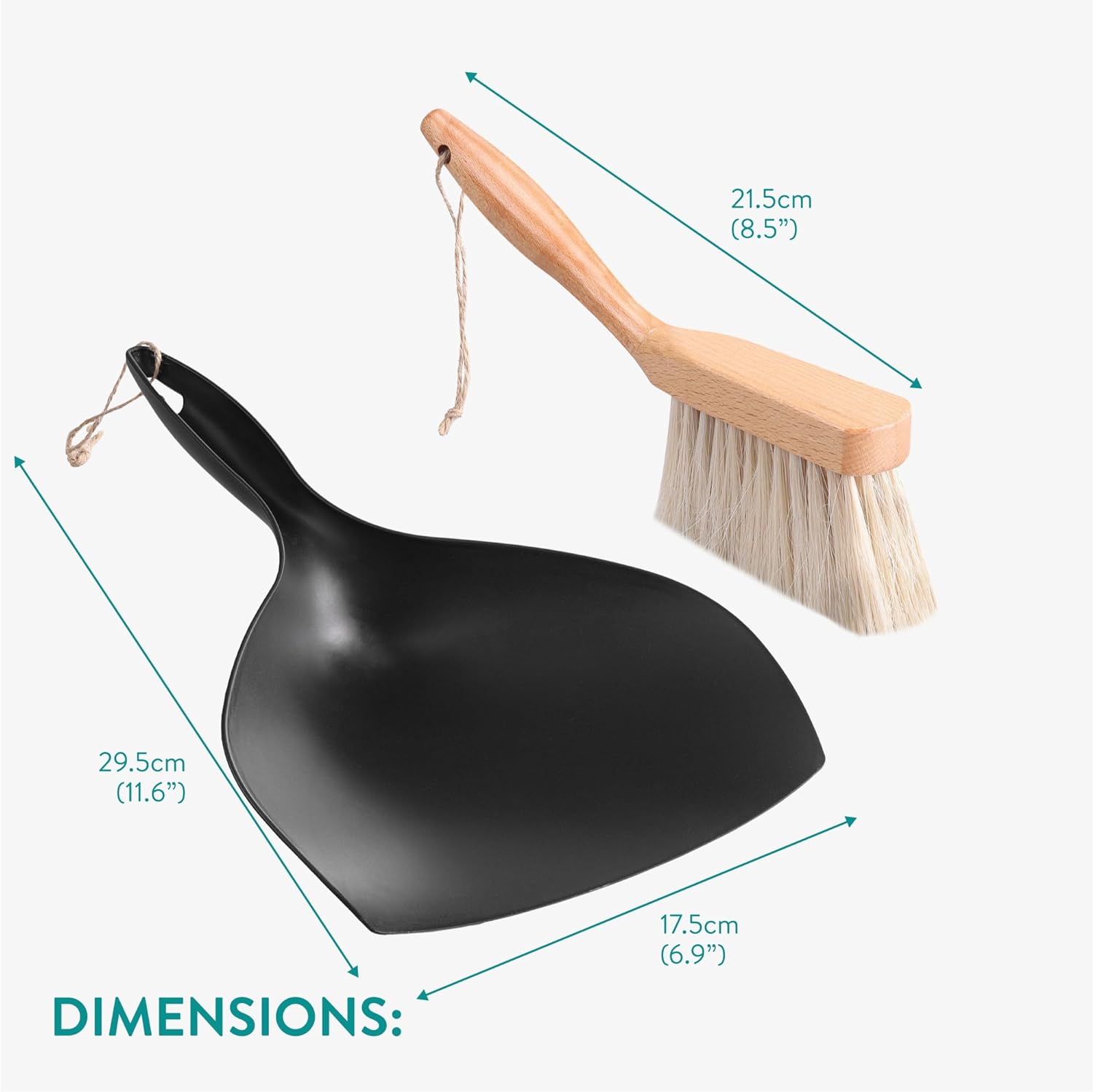 Navaris Σετ με Ξύλινη Σκούπα Χειρός με Πλαστικό Φαράσι - Black / Brown - 61966.01