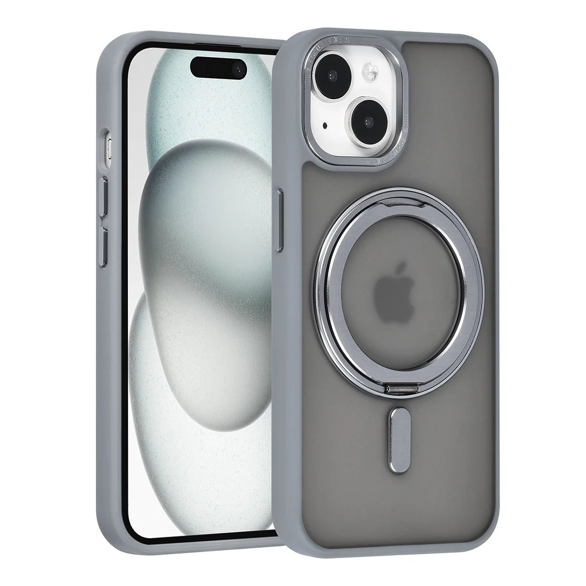 Tuniq iPhone 15 - Σκληρή MagSafe Θήκη με Περιστρεφόμενο Δαχτυλίδι Συγκράτησης - Γκρι