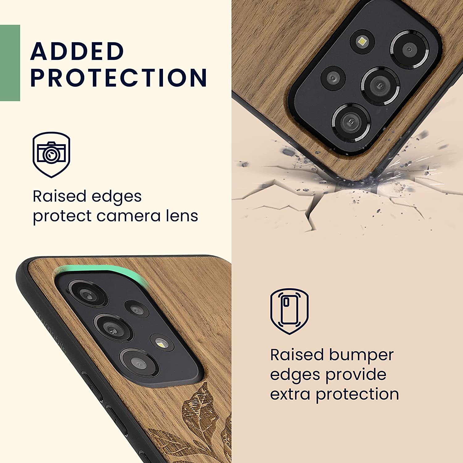 KW Samsung Galaxy A53 5G Θήκη από Φυσικό Ξύλο Design Leaves and Berries - Dark Brown - 58317.07