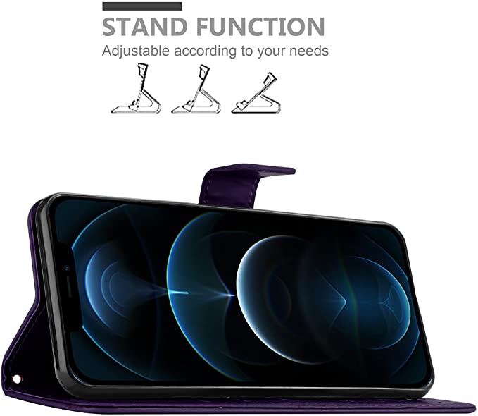 Cadorabo iPhone 13 Pro Θήκη Πορτοφόλι Stand από Δερματίνη - Floral - Dark Purple