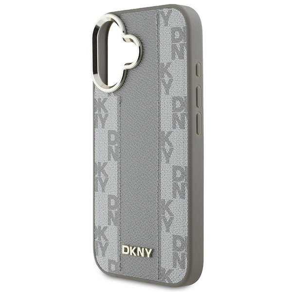 DKNY iPhone 16 - Checkered Pattern - MagSafe Σκληρή Θήκη με Επένδυση Συνθετικού Δέρματος - Beige