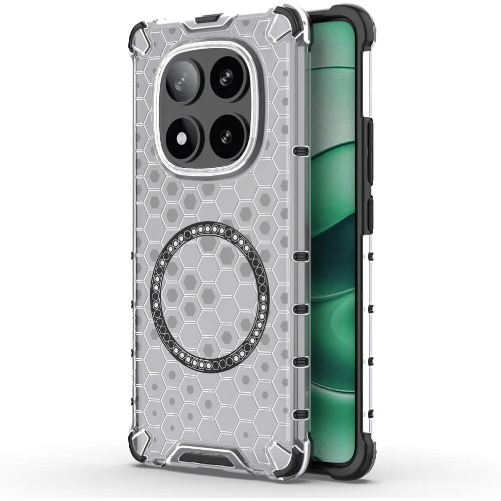 Techsuit Xiaomi Redmi Note 14 Pro 5G / Poco X7 Honeycomb Shield MagSafe Σκληρή Θήκη με Πλαίσιο Σιλικόνης - White