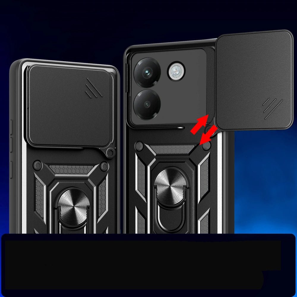 Tech - Protect Xiaomi Poco M7 Pro 5G Camshield Pro Σκληρή Θήκη με Πλαίσιο Σιλικόνης και Δαχτυλίδι Συγκράτησης - Black