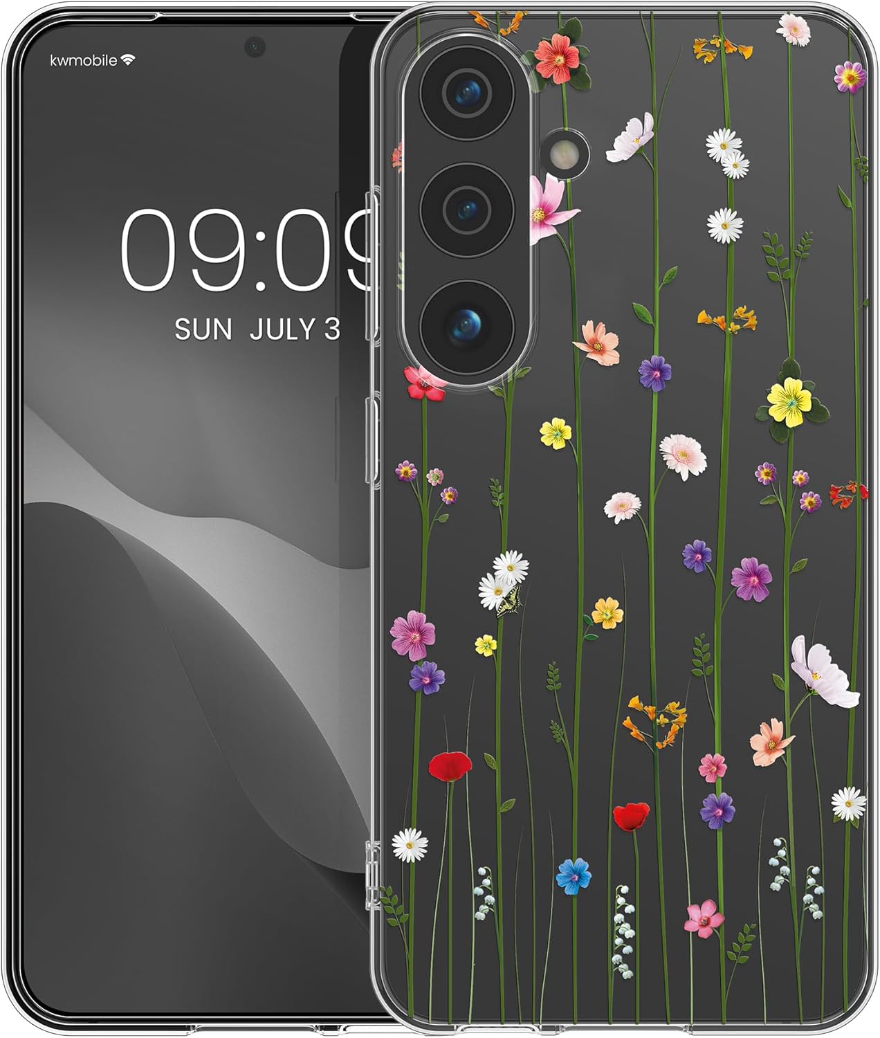 KW Samsung Galaxy S24 Λεπτή Θήκη Σιλικόνης TPU - Design Wildflower Vines - Multicoloured / Διάφανη