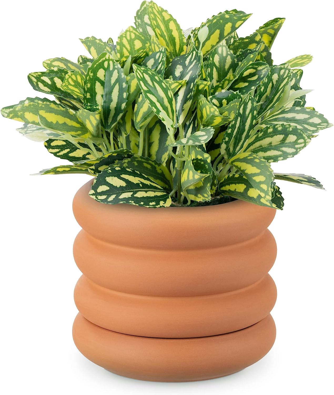 Navaris Κεραμική Γλάστρα με Πιατάκι - 16 x 14 cm - Brown - 60823.01