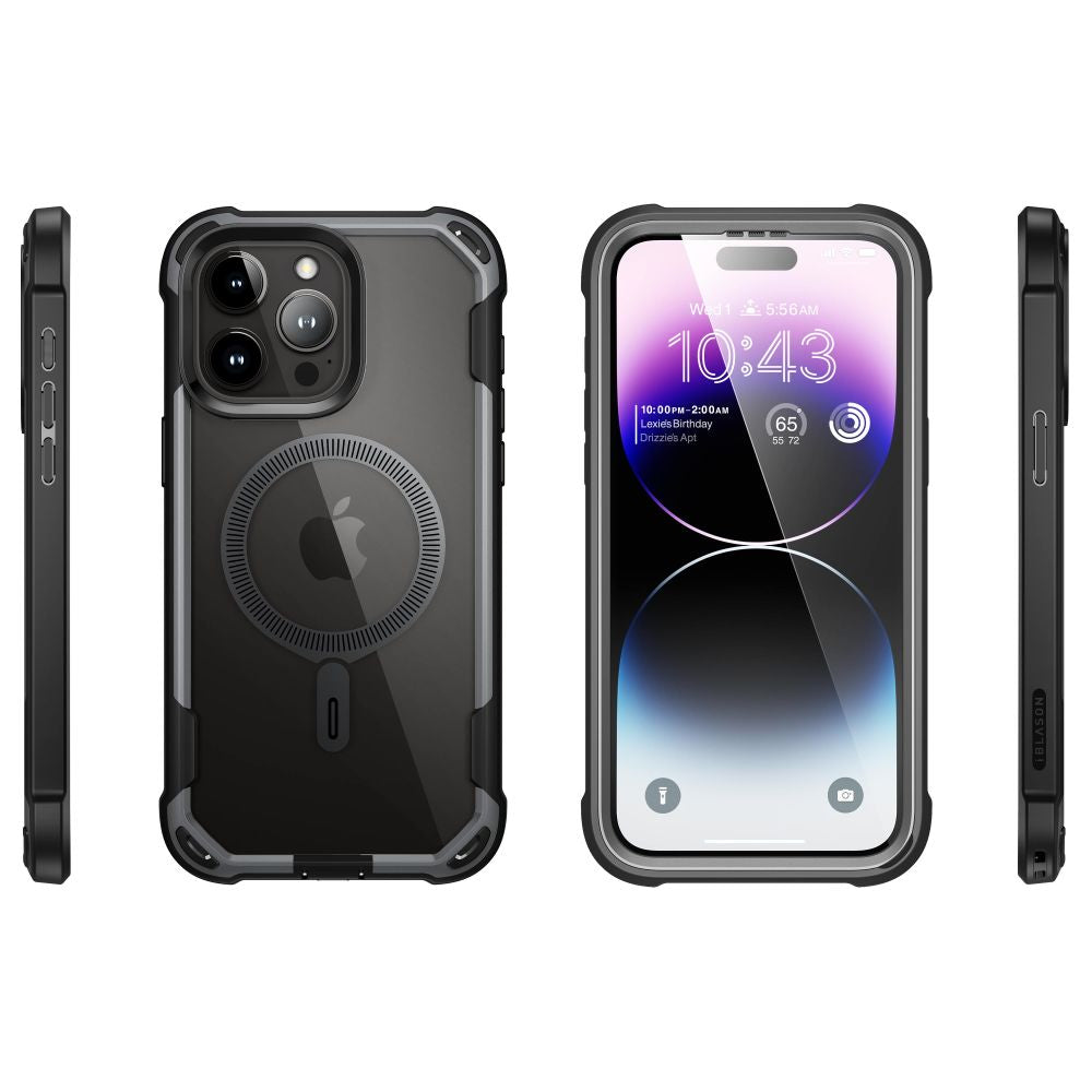 i-Blason iPhone 15 Pro Max Ares Mag MagSafe Σκληρή Θήκη με Πλαίσιο Σιλικόνης και Προστασία Οθόνης - Black