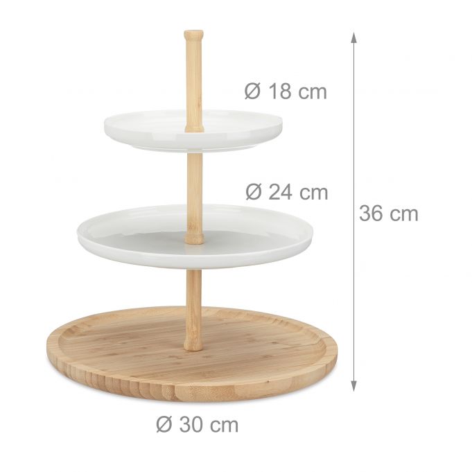 Relaxdays Εταζέρα με 3 Επίπεδα - White / Natural - 4052025955090